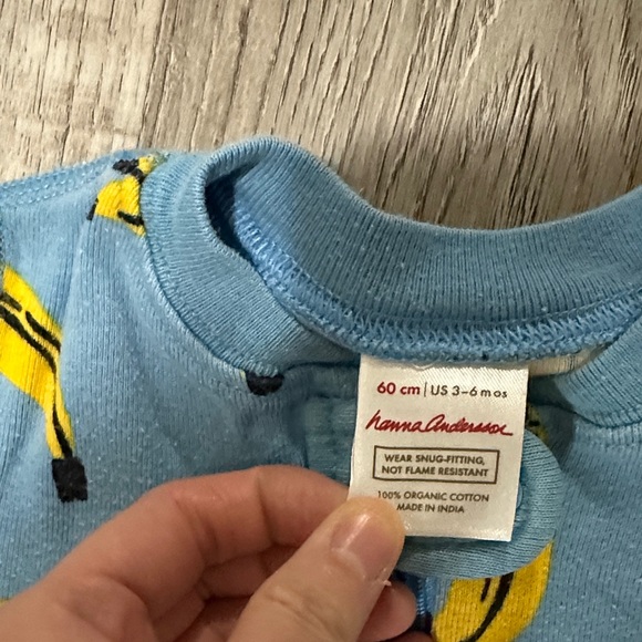 Hanna Andersson Blue and Yellow Banana Print Kids Footie - Picture 2 of 3